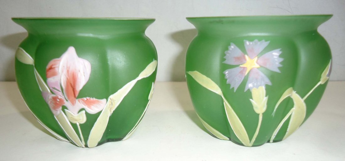 Pr. H.P. Art Glass Vases (1 of 6)