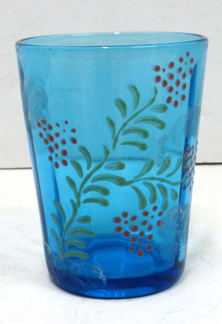 Vict. Blue Enameled Tumbler: 3 3/4"T x 2 3/4"W
