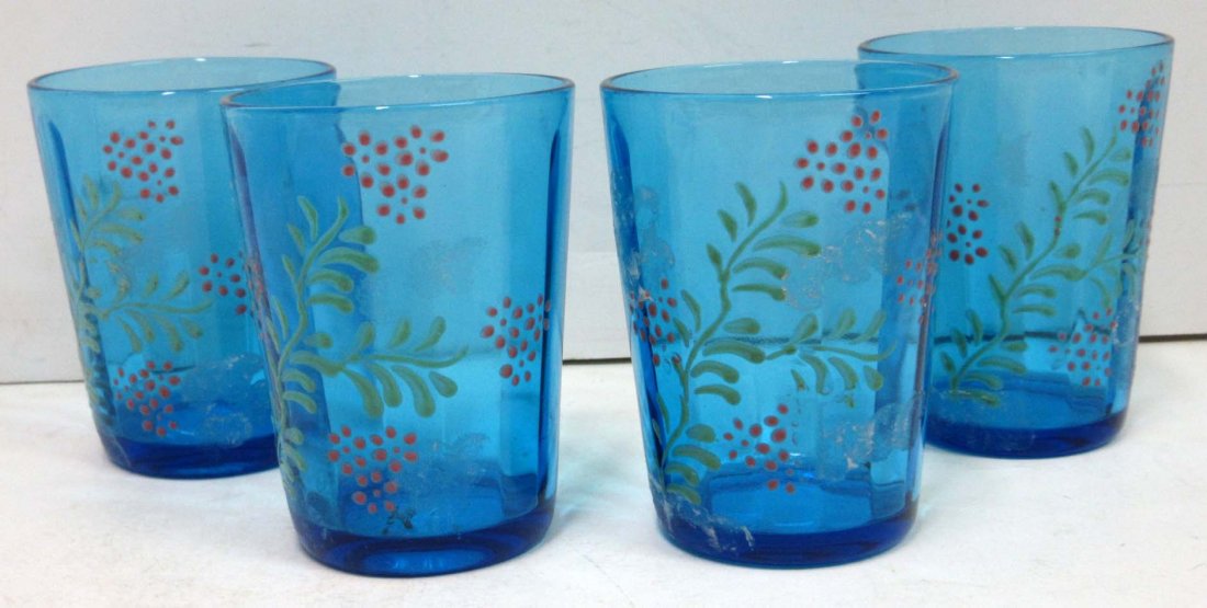 Vict. Blue Enameled Tumbler: 4"T x 2 3/4"W