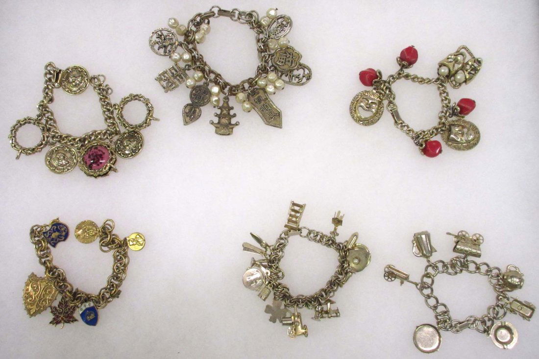 Costume Jewelry Charm Bracelets: 6pc