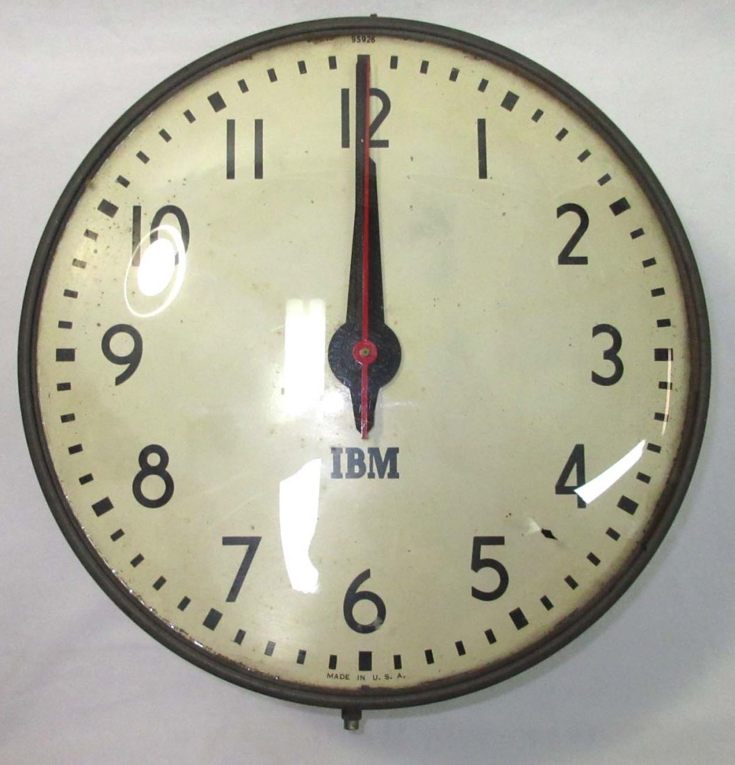 IBM Dbl. Face Clock: 15 1/2" x 7 1/2" We Do Not Guarantee The Working Order Of Clocks