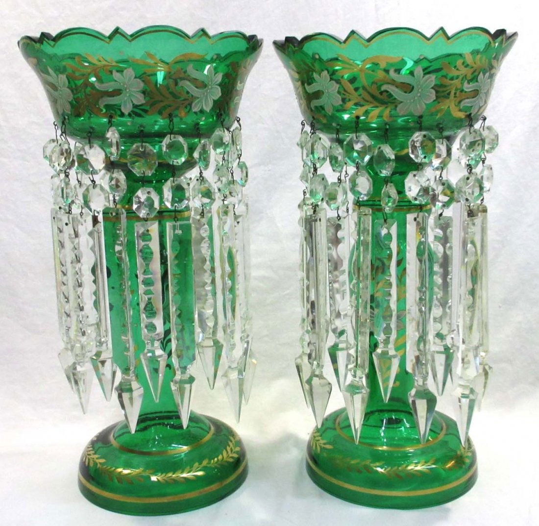 Pr. Lg. Mantle Lusters: 16" T x 8 1/2" W