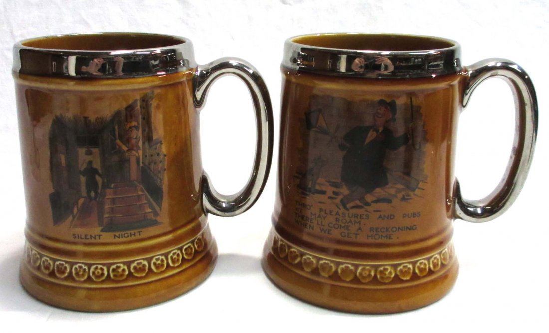 2 Lord Nelson Ale Mugs: 4 3/4"T