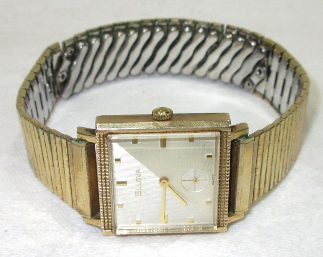 Bulova Sq. Case Wrist Watch: 10K RHP Running We do not guarantee working order of watches
