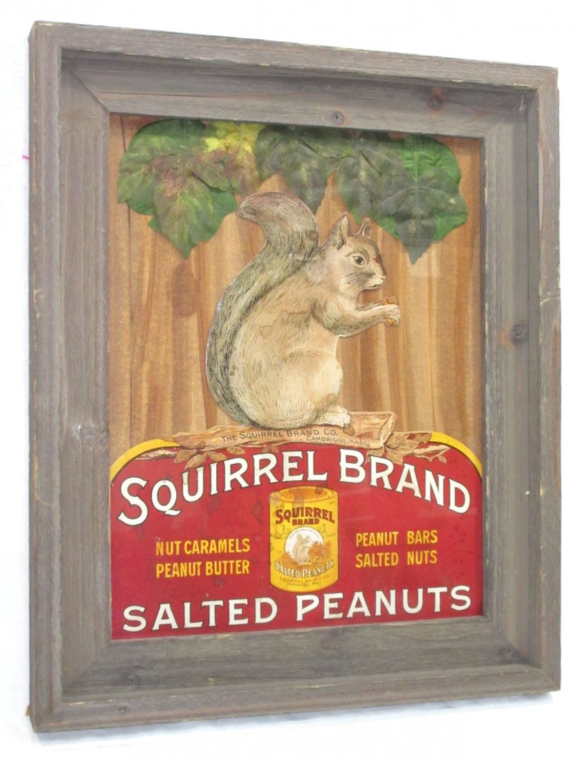 Squirrel Brand Peanuts Sign: 14 1/4" x 17 1/4" x 1 1/4" Frame