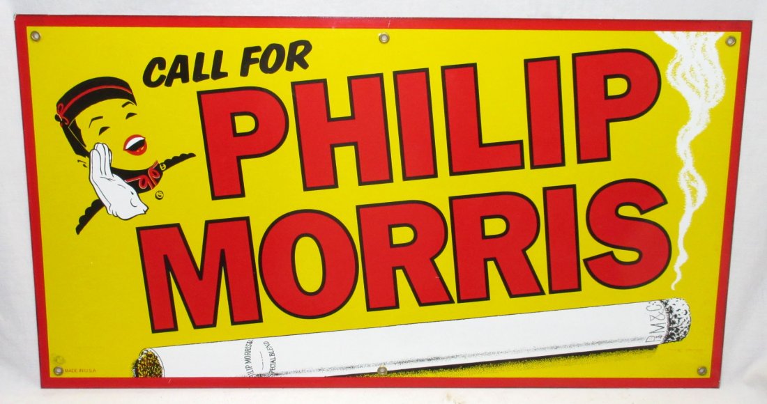 Porcelain Philip Morris Sign Modern: 27"W x 14 1/2"T