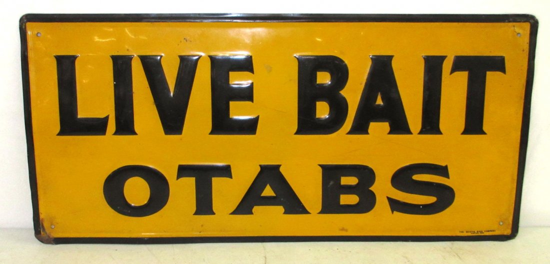 Live Bait Sig: Embossed Tin 19" x 9"
