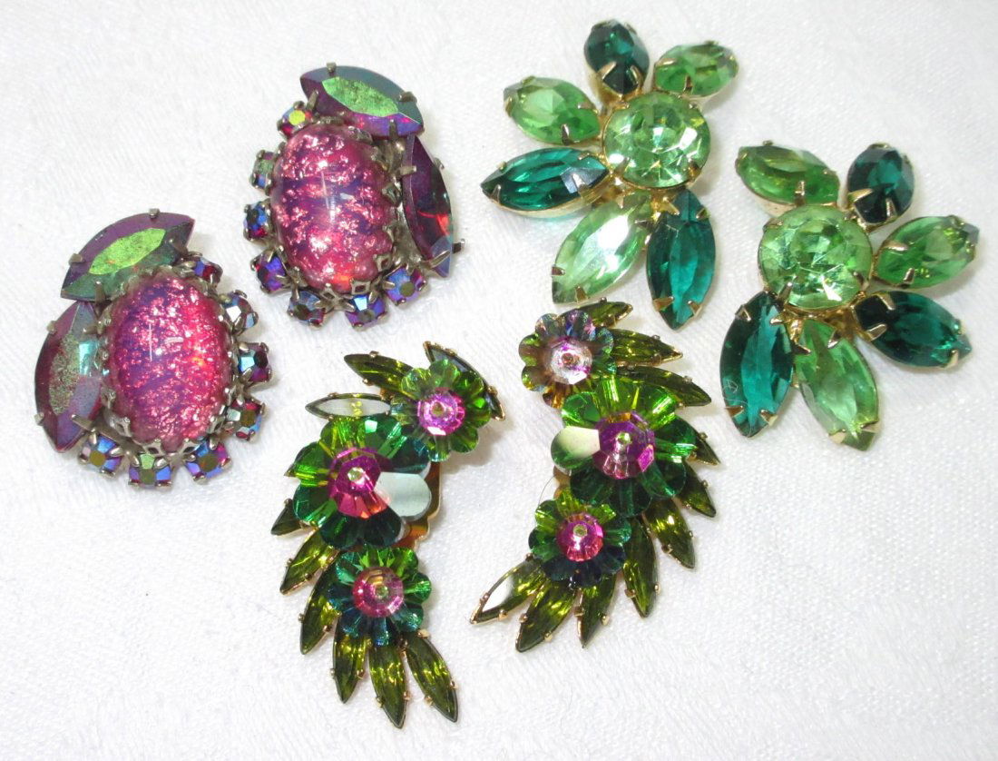 3 Pr.'s Mesmerizing Rivoli, Cats Eye, Earrings (1 of 7)