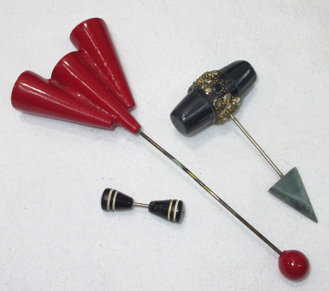 3 Art Deco Hat Ornaments (1 of 8)