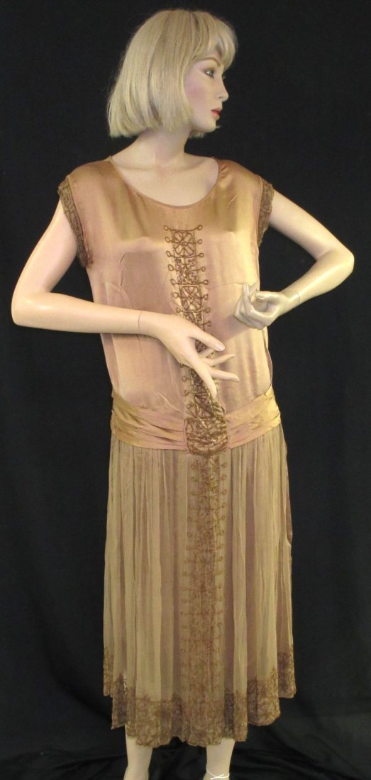 1920's Ornately Beaded Rich Brown Flapper Dress (1 of 10)