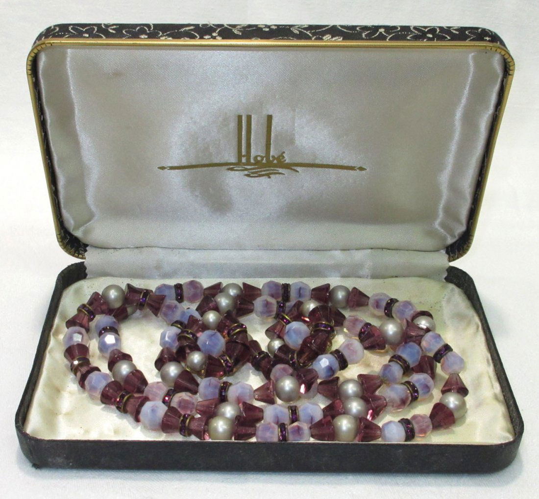 Luscious 36" Hobe' Amethyst Gls Neck. Set in Box (1 of 8)