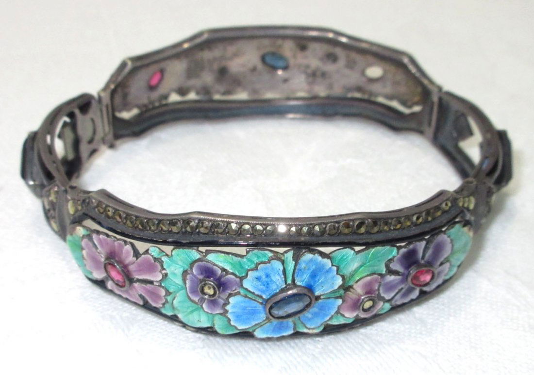 Lovely Enameled Marcasite Bracelet (1 of 5)