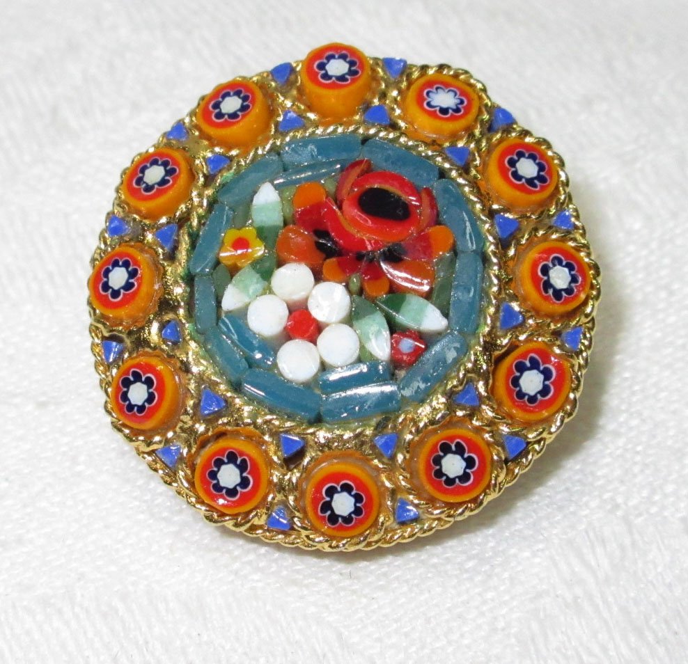 Lovely Floral Micromosaic Pin (1 of 3)