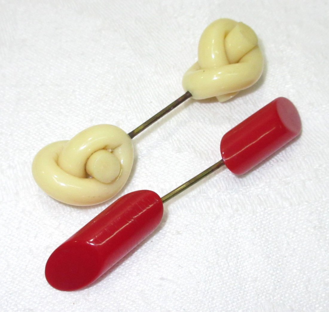 (2) 1920's-30's Celluloid Hat Pin Ornaments (1 of 2)