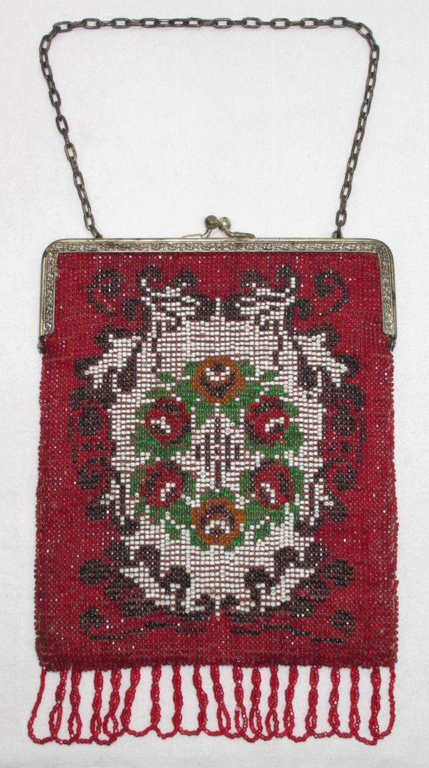 Extraordinary 20-30's German Ruby Beaded Purse (1 of 8)