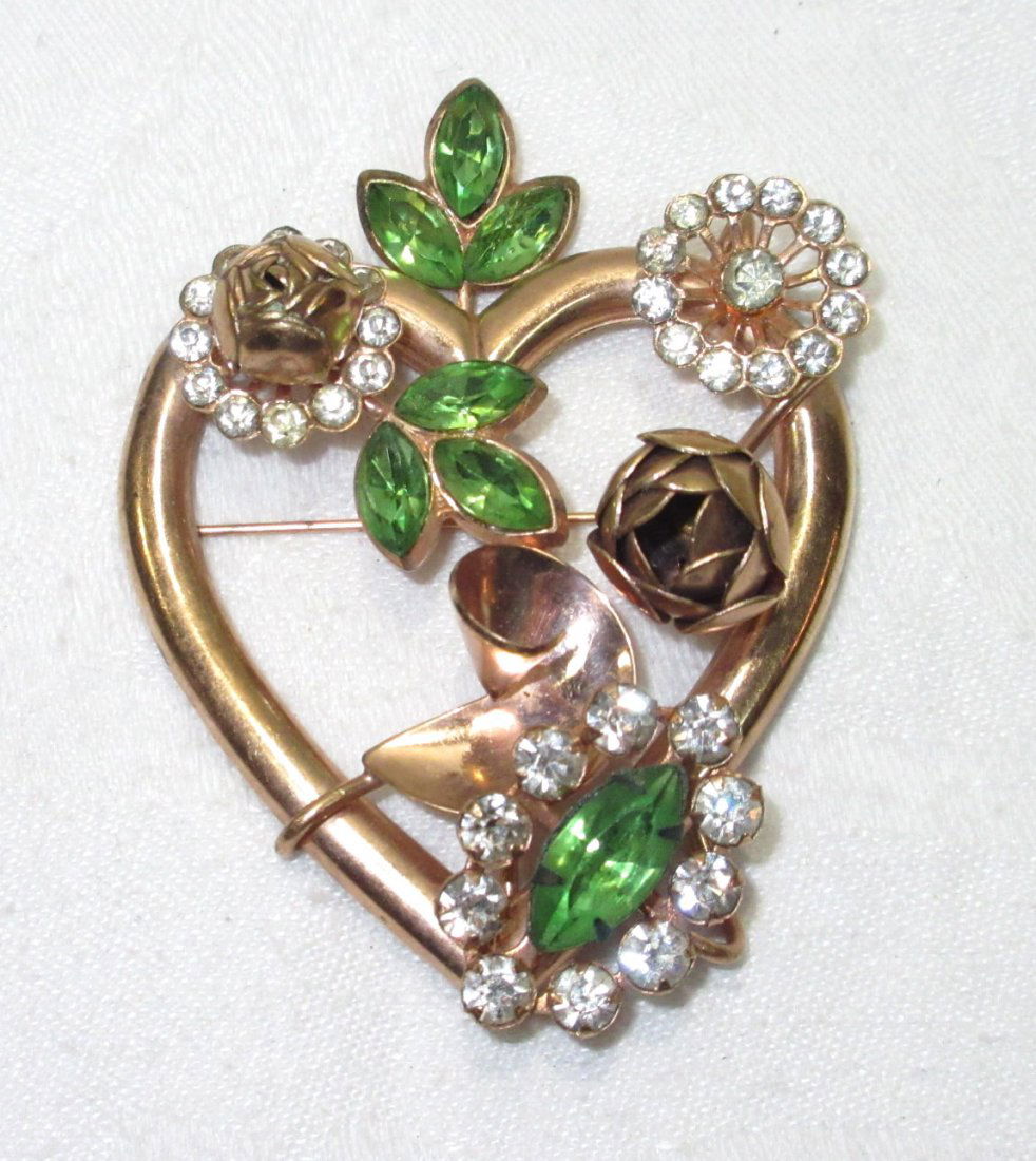 1940's Brass Heart Shaped Brooch (1 of 3)