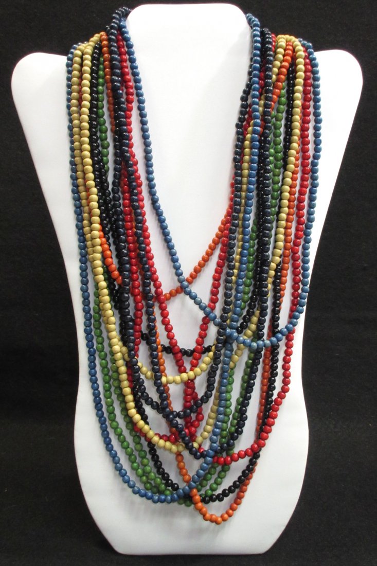 7 Vtg Wooden Mexican Bead 52" Necklaces (1 of 4)