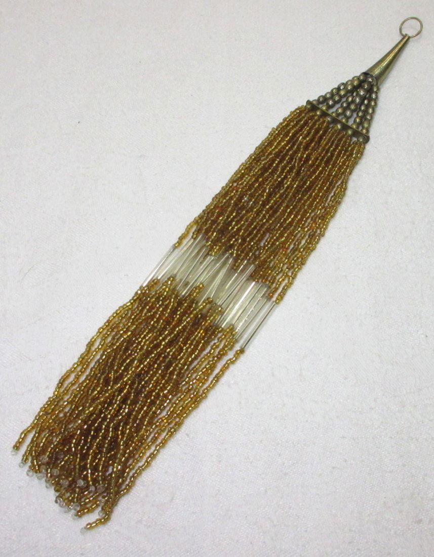Vtg Gold Beaded Dress Ornament (1 of 3)