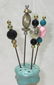 Vtg. Royal Vienna H.P.'d Hat Pin Holder & Pins - 2