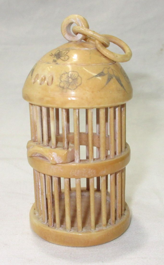 Oriental Ox Bone Cricket Cage: 3 1/4"T x 1 1/2"W