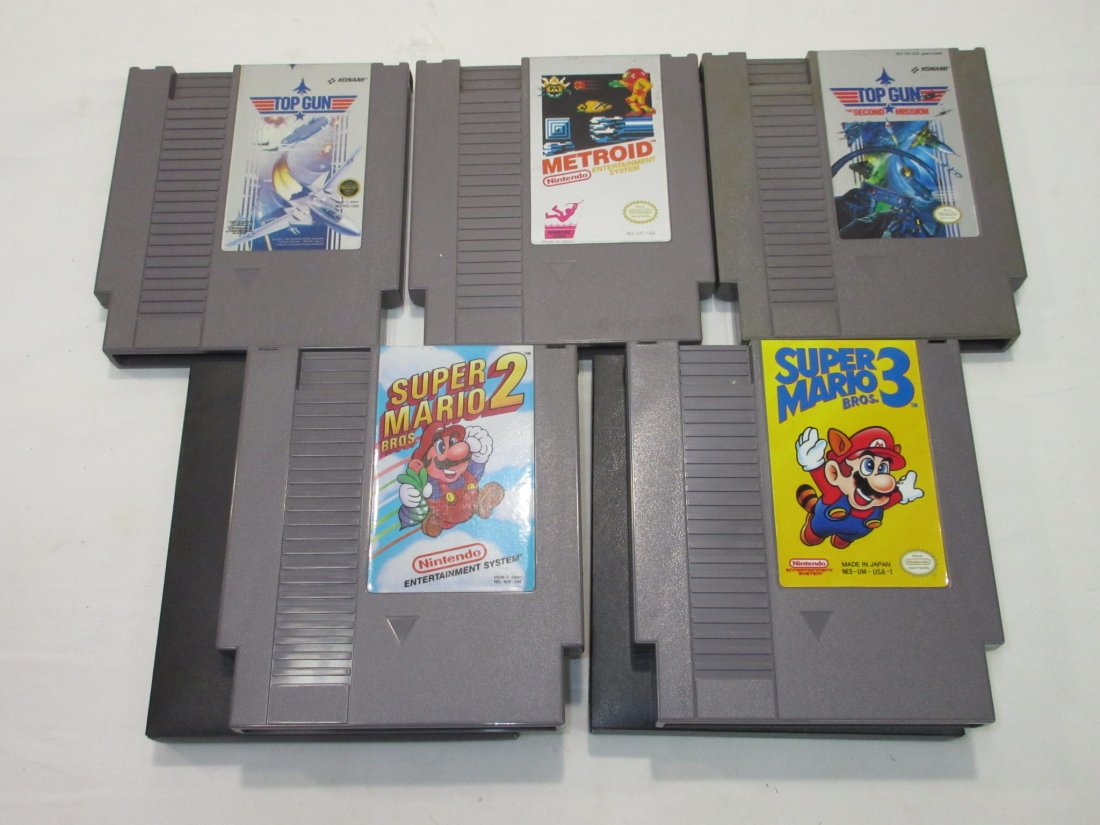 5 Nintendo Games: Top Gun, Top Gun 2, Super Mario Bros. 2, Super Mario Bros. 3, Metroid