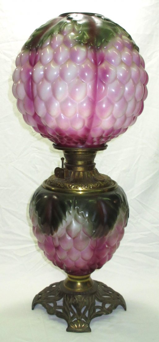 Pittsburgh "Berry" GWTW Lamp: All Original 13 1/2"T to shade ring, 9 1/2" Shade