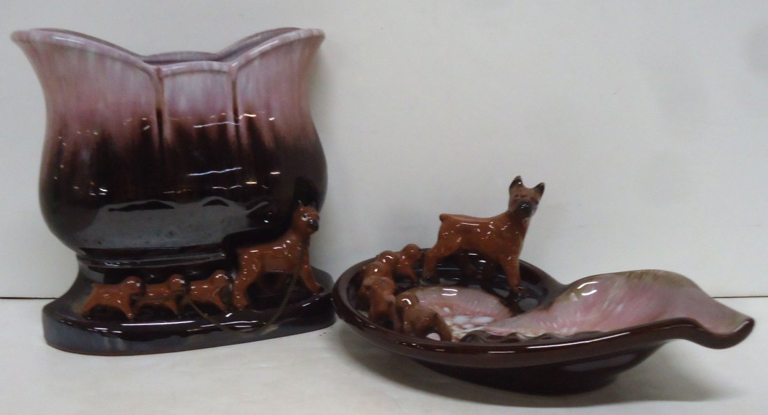 2 Pc. Pottery W/ Boxer Dogs (1 of 8)