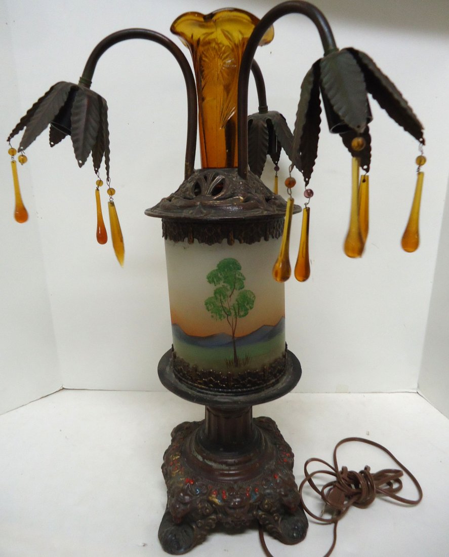 Art Deco Reverse Painted Parlor Lamp (1 of 9)