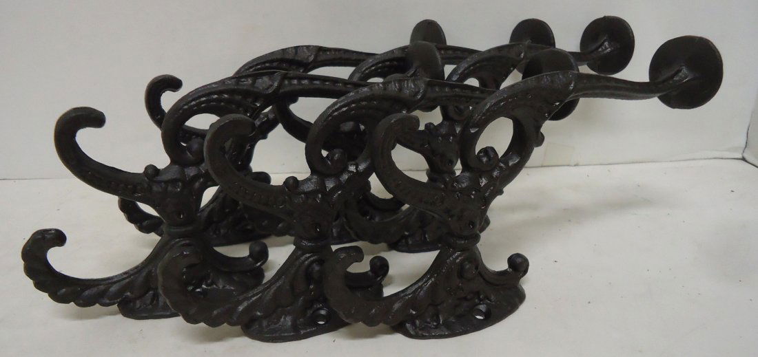 Set of 6 C.I. Coat Hooks: 7 3/4" x 4"