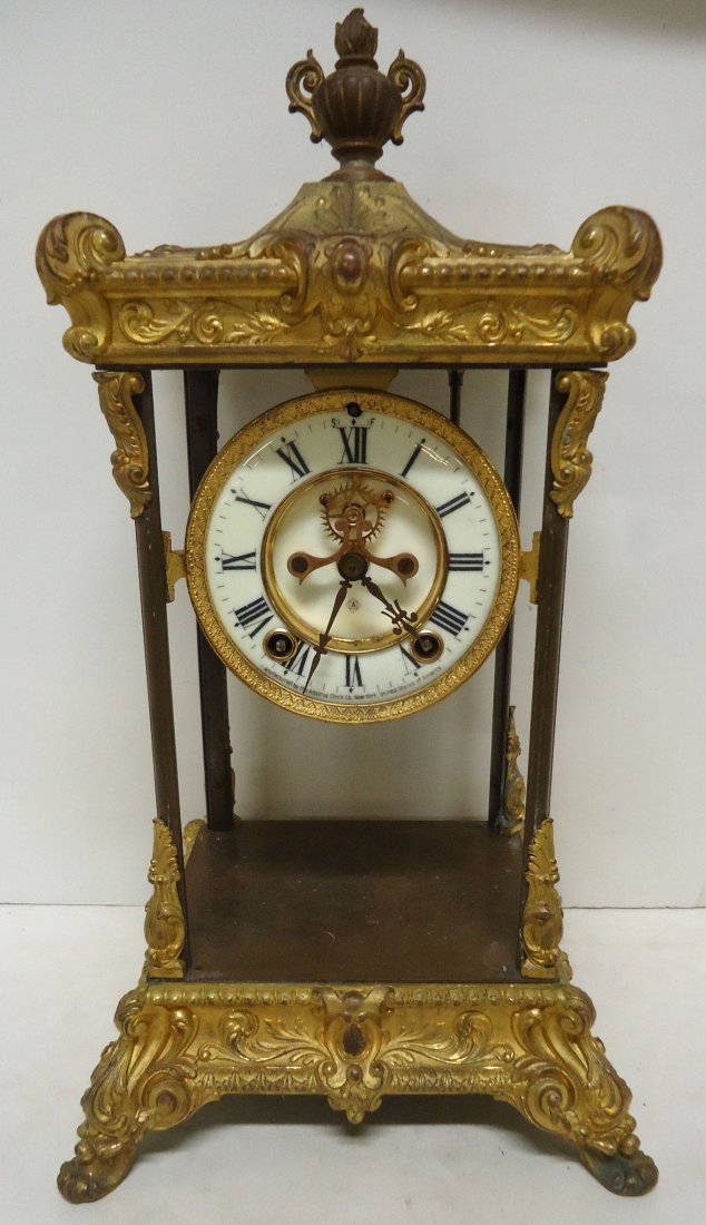 Ansonia Crystal Regulator Clock: 16" x 9" x 7 1/2"