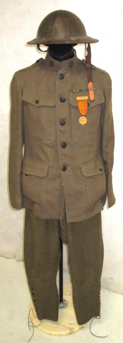 WWI Named Uniform w/ Helmet (1 of 10)