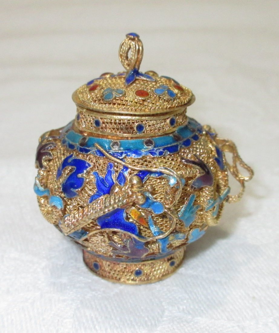 Enameled Oriental Pot (1 of 3)