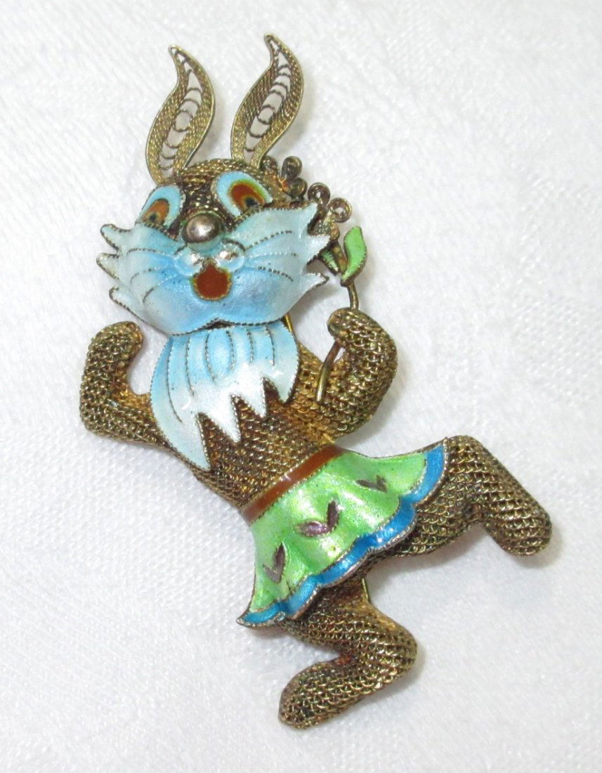 Oriental Silver Enameled Pin (1 of 3)