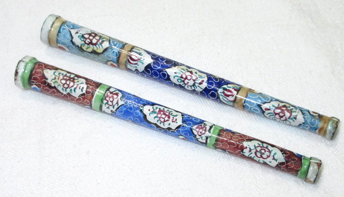 2 Oriental Enameled Cigarette Holders (1 of 3)
