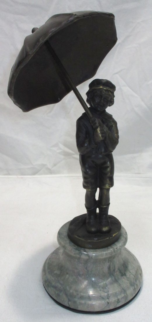 Bronze Statue Boy W/ Umbrella (1 of 4)