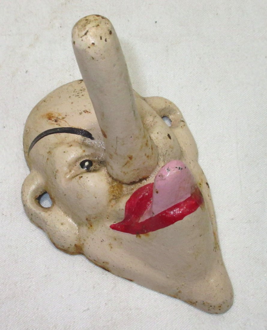 Humorous C.I. Hat/Coat Hook- Modern: 4 1/4" D x 3 3/4" x 5 1/4" T