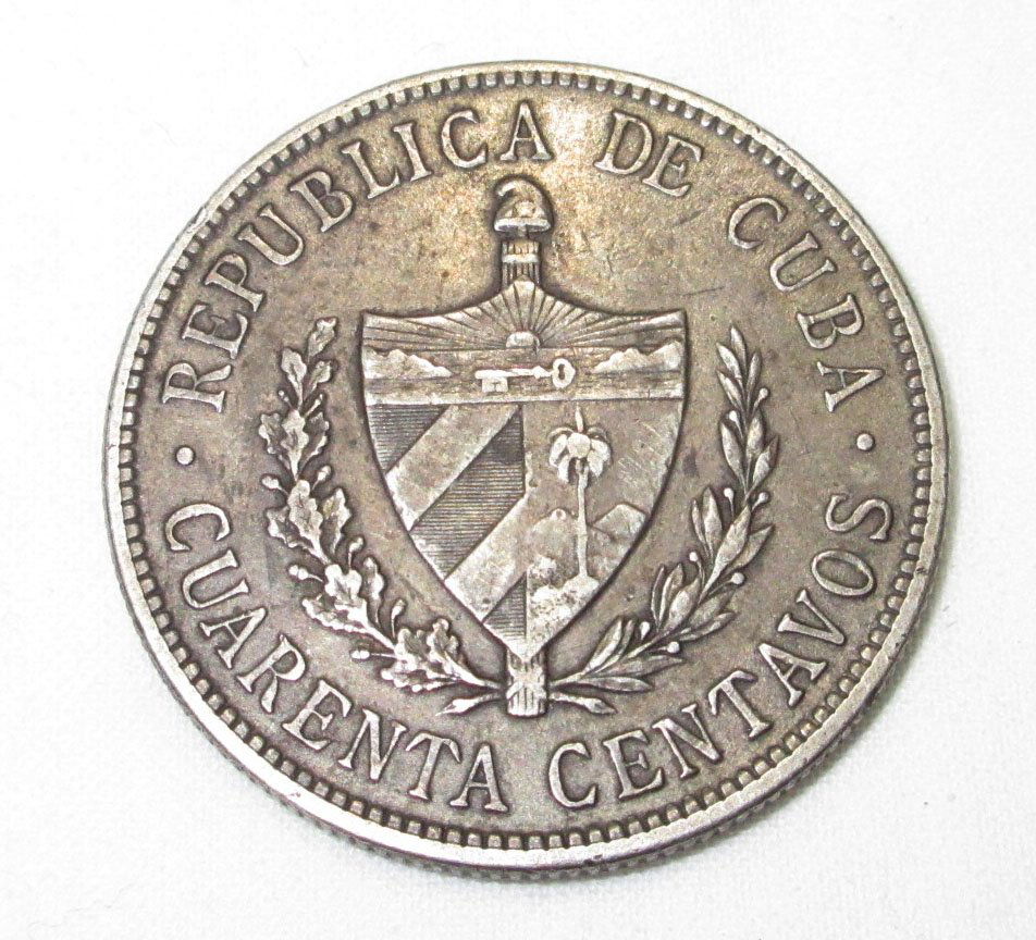 1915 Silver  40 Centavo Coin , Cuba (1 of 3)