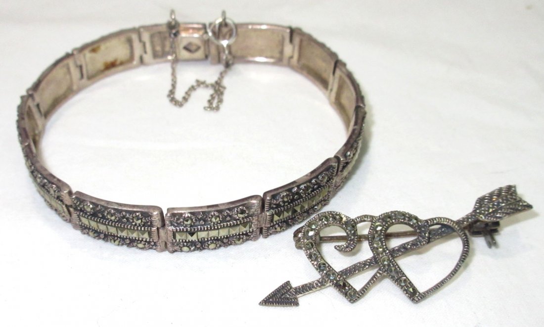 Sterling & Marquisate Bracelet & Pin (1 of 5)