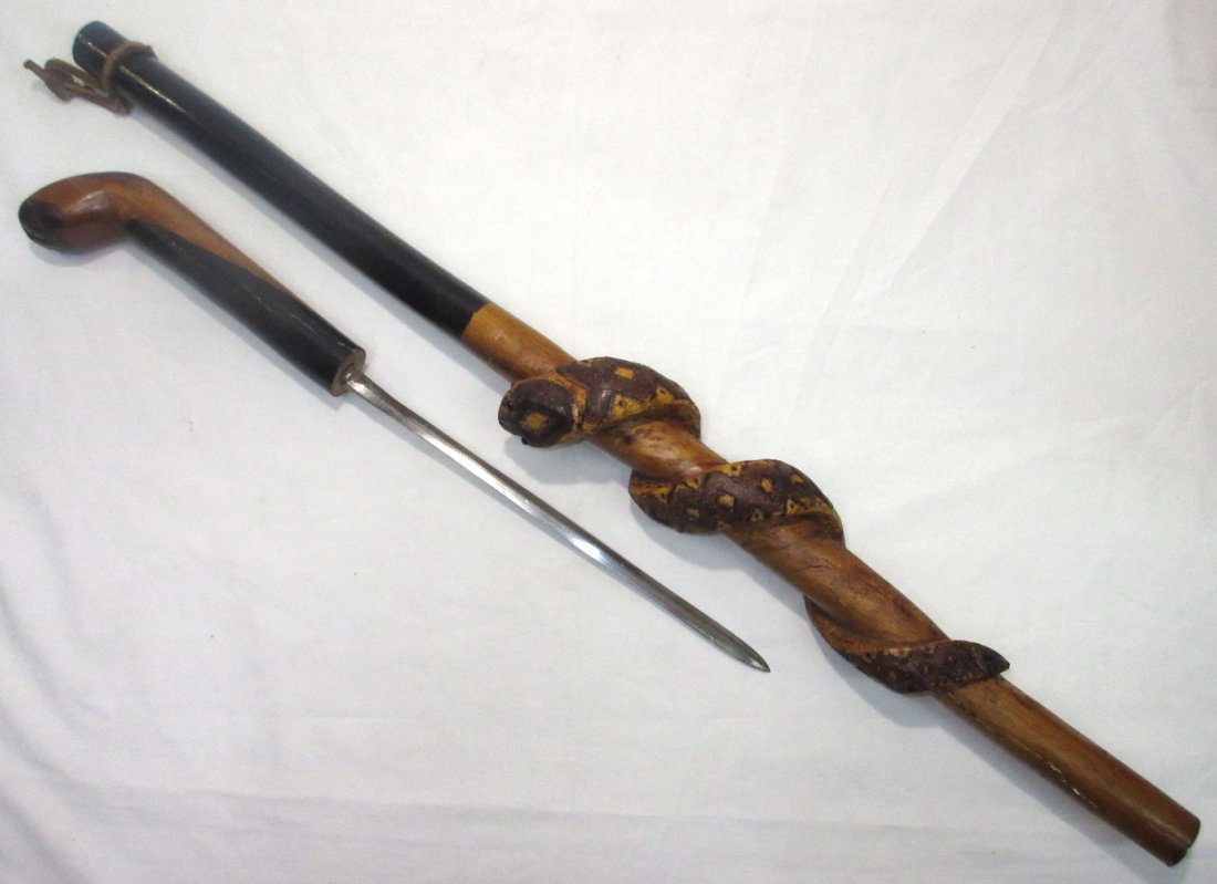 Folk Art Cane w/ Snake (1 of 5)
