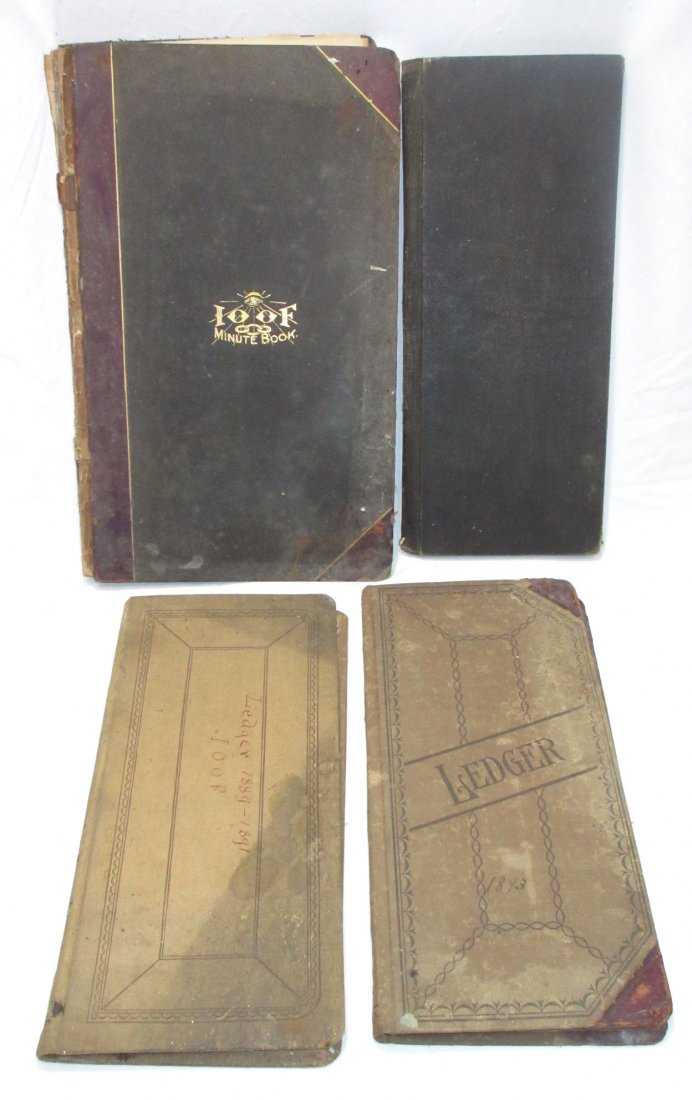 4 Ledgers 1889 - 1909: Inc. Oddfellows Minute Book