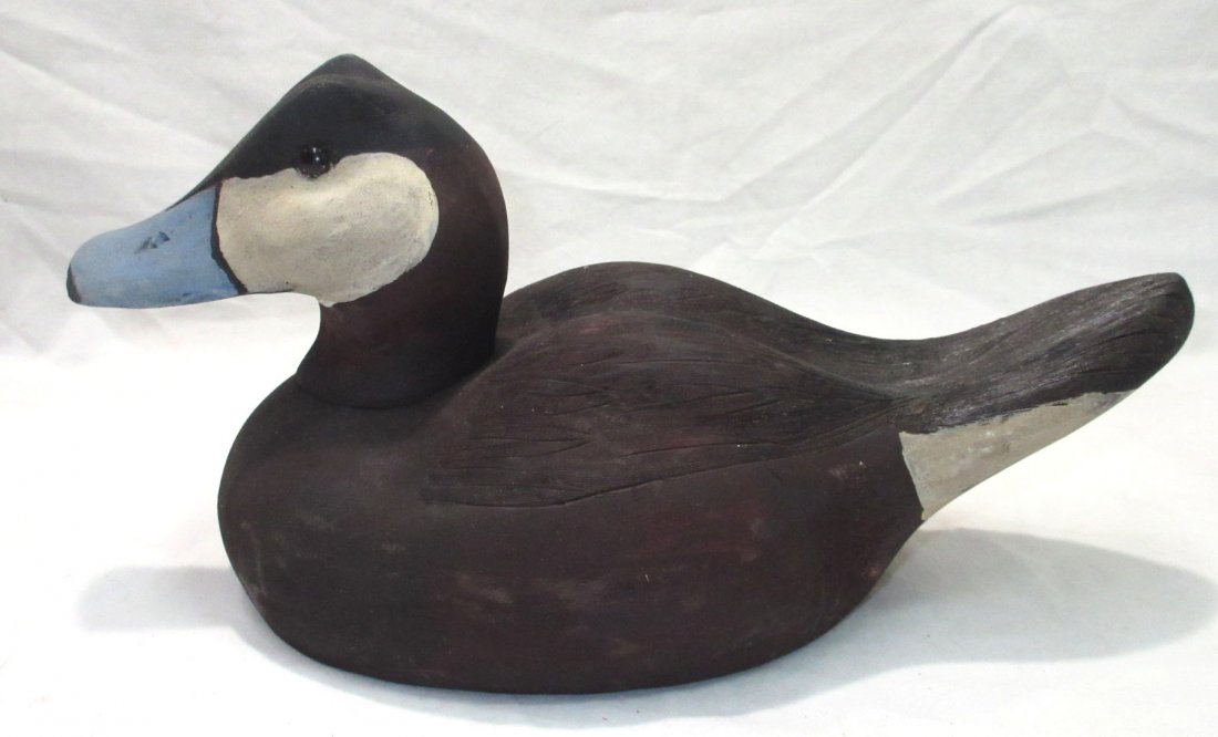 Carved Wood Duck Decoy Sgnd (1 of 4)