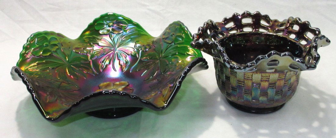 2pc Fenton Carnival Bowl & Vase (1 of 5)