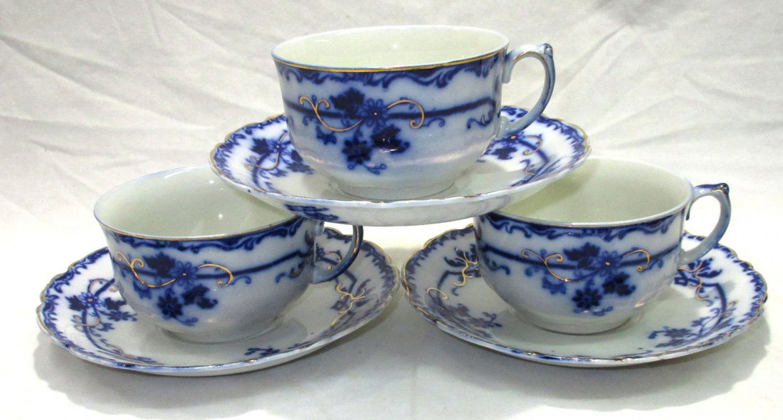 3 Flow Blue Cup & Saucers (1 of 6)