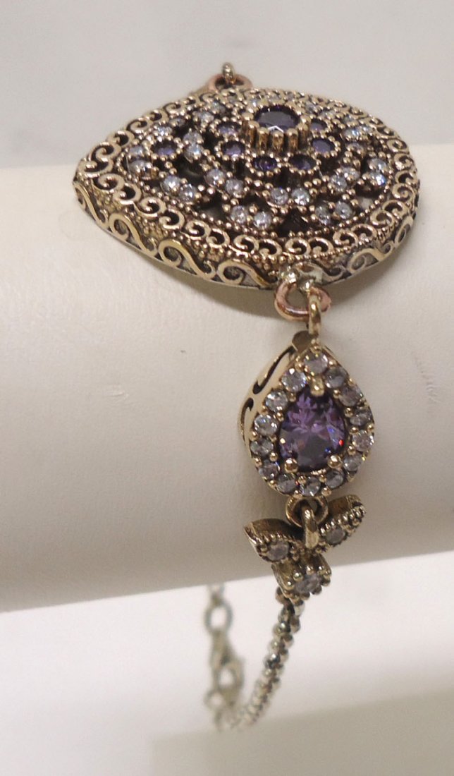 Sterling Amethyst & Marcasite Bracelet (1 of 4)