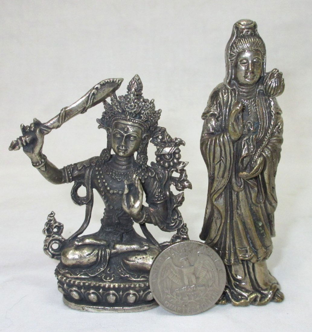 2 Oriental Metal Statues (1 of 5)