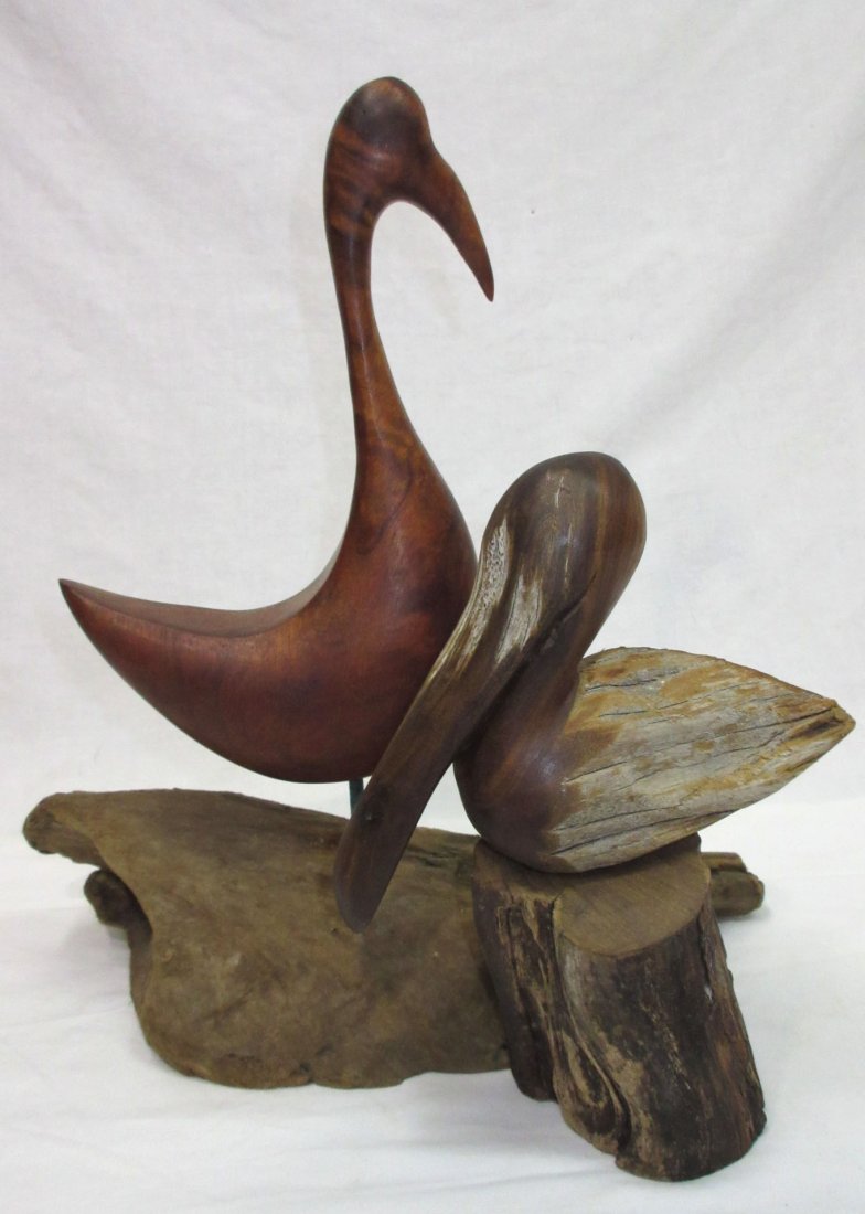 2 Carved Wooden Birds (1 of 4)