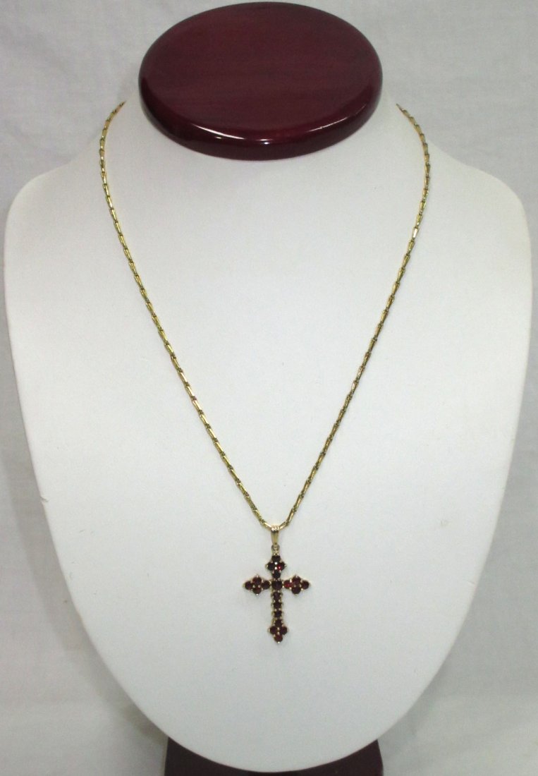 14K Garnet Cross Necklace (1 of 5)