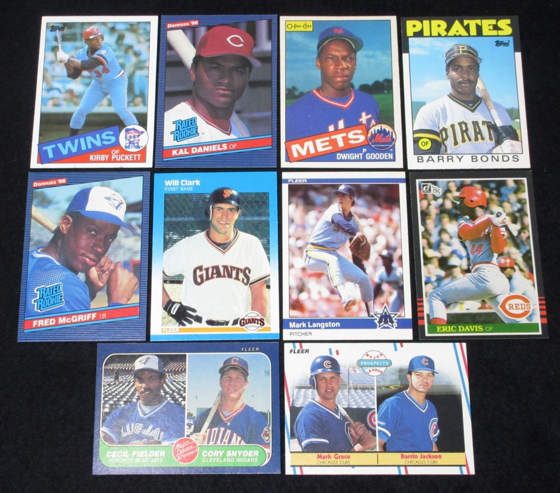 (10) 1984 - 87 Rookie Cards: Fielder, Snyder, Gooden, Davis, McGriff, Clark, Bonds, Daniels, Grace, Puckett