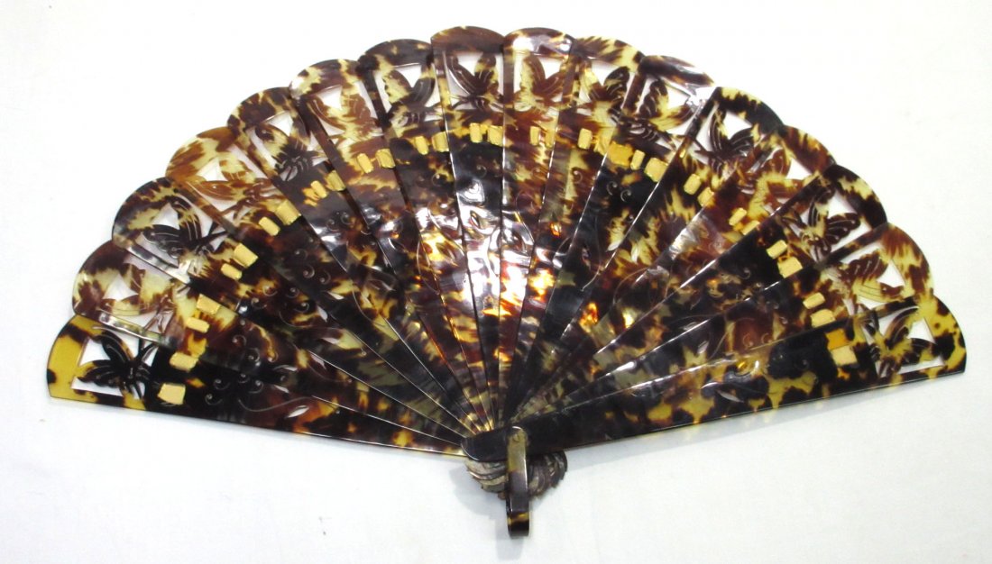 Faux Tortoise Shell Victorian Butterfly Fan (1 of 5)