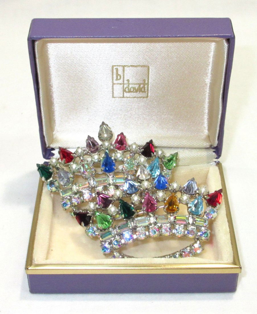"2" B. David Rhinestone Crown Pin's-Orig. Box (1 of 4)